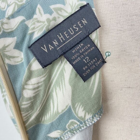 Vintage Womens Van Heusen Dress Size 12 Hawaiian Rayon Sleeveless Knee Length - Picture 8 of 9